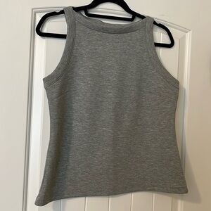 NWT Ann Taylor Women's Gray Banded Trim Scuba Tank Top - M